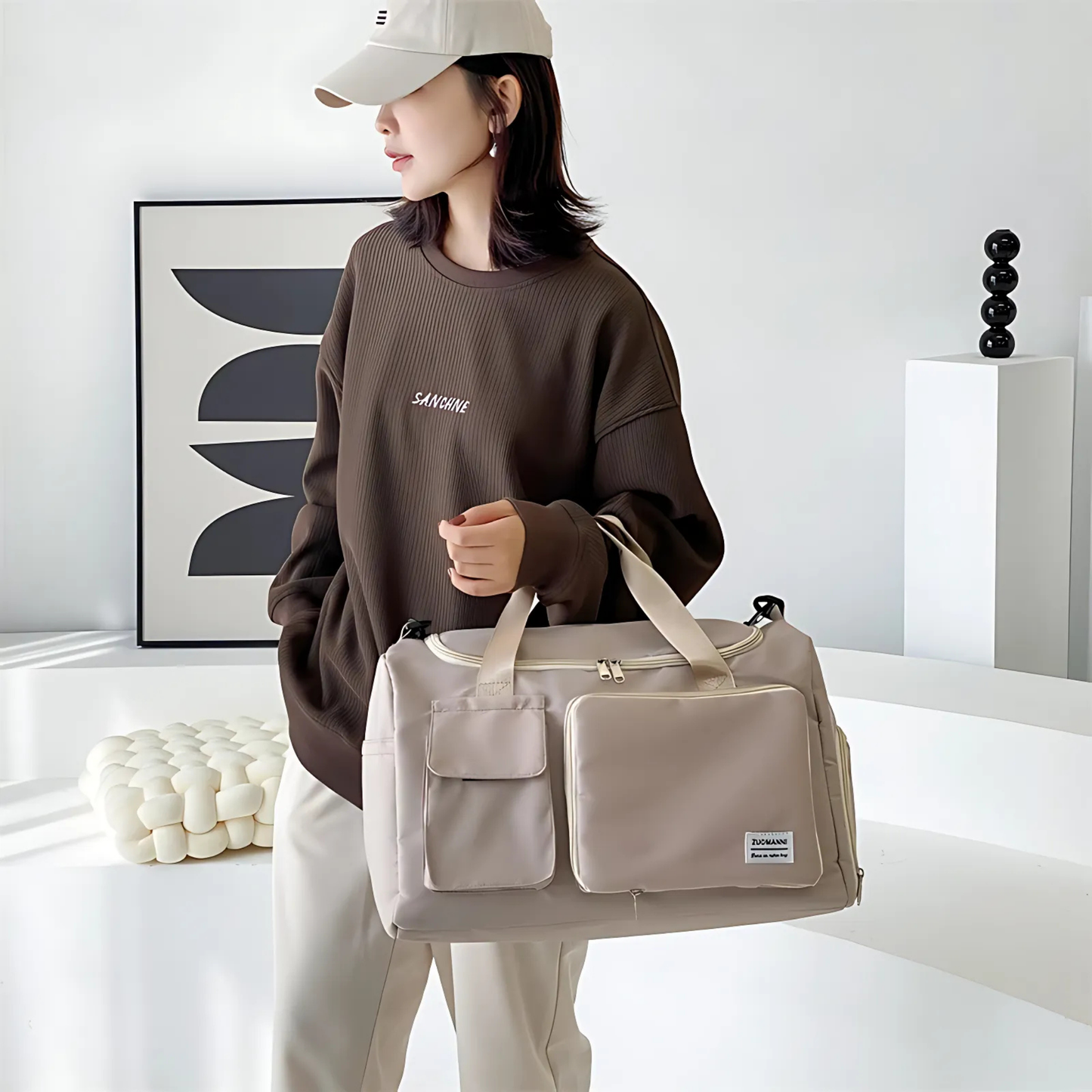Bolso de Mano de Gran Capacidad con Compartimento para Zapatos