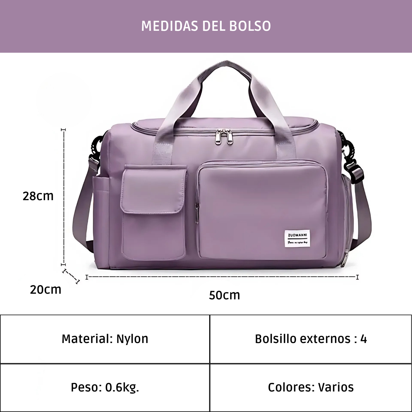 Bolso de Mano de Gran Capacidad con Compartimento para Zapatos
