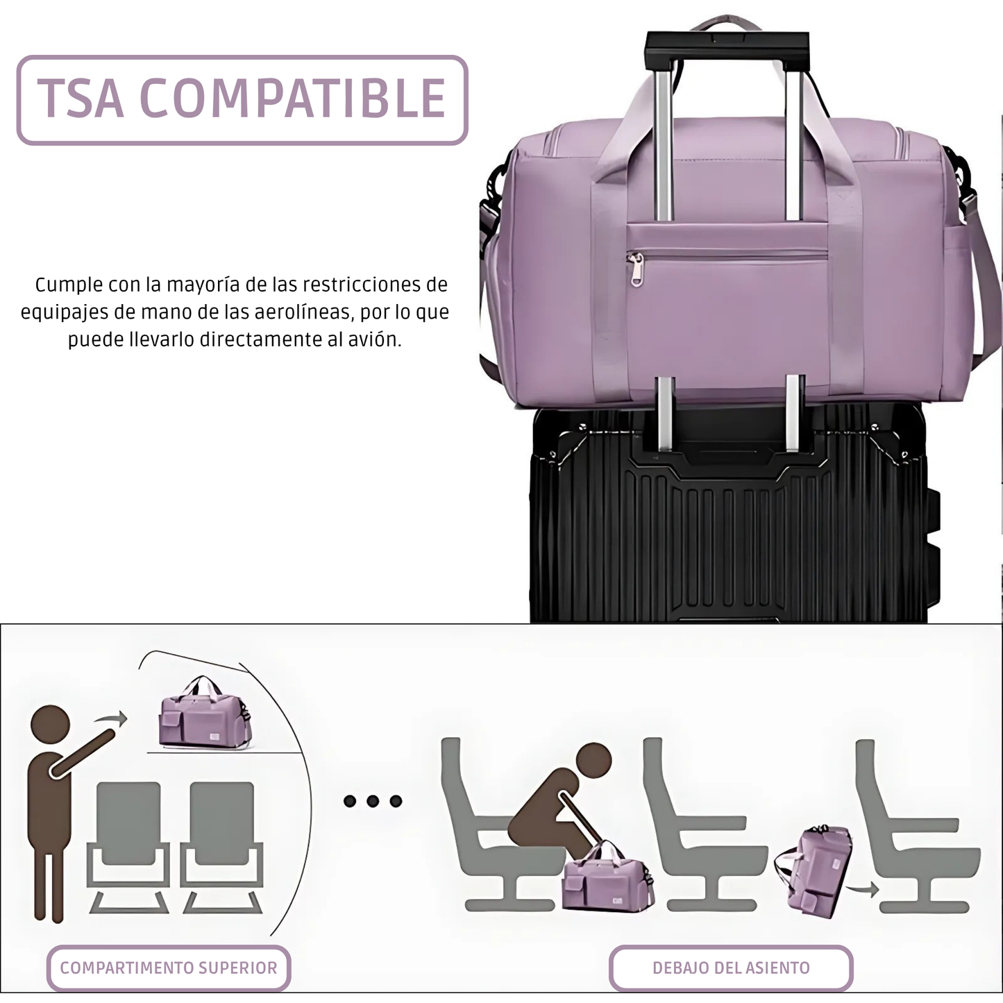 Bolso de Mano de Gran Capacidad con Compartimento para Zapatos
