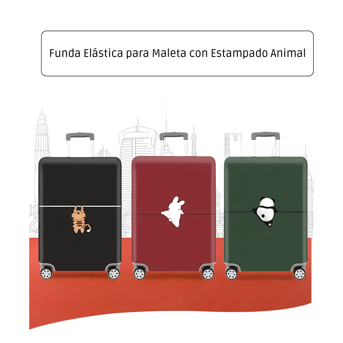 Funda Elástica para Maleta con Estampado Animal