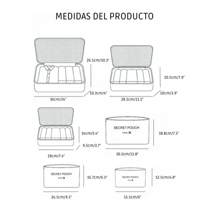 Set de 6 Bolsas Organizadoras de Viaje