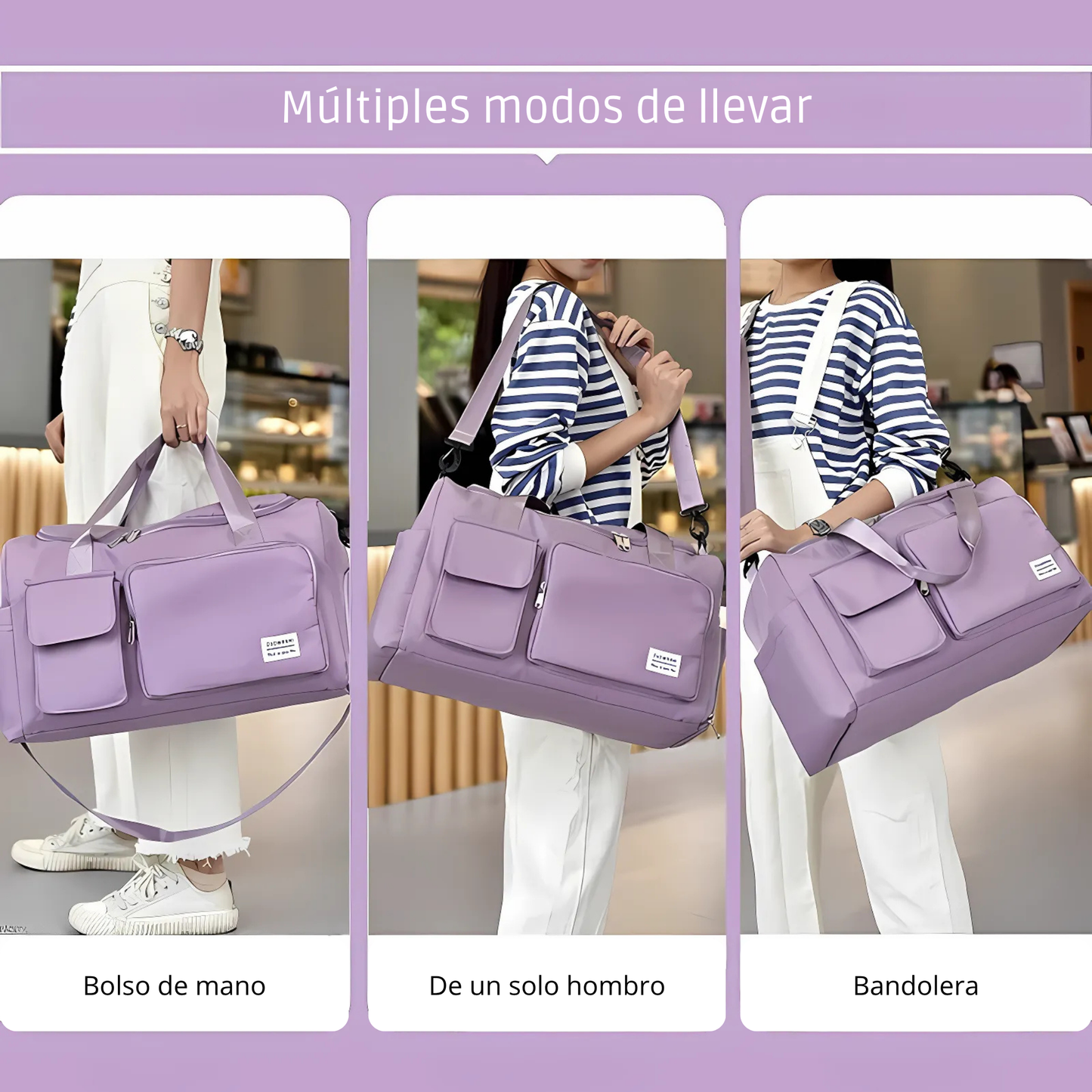 Bolso de Mano de Gran Capacidad con Compartimento para Zapatos