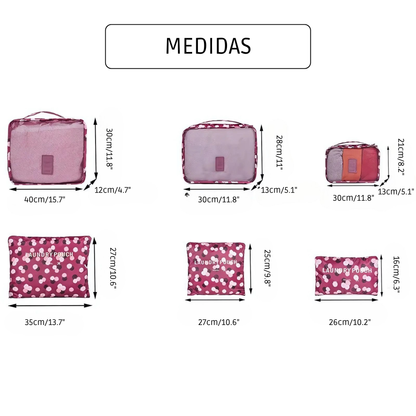 Set de 6 Organizadores de Viaje para Maleta Estampados