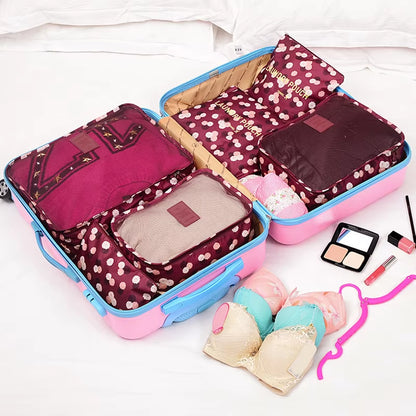 6Pcs Travel Organizer Set Suitcase Storage Bag Portable Clothes Underwear Shoes Cubes for Travels Makeup Bags Luggage Organizers